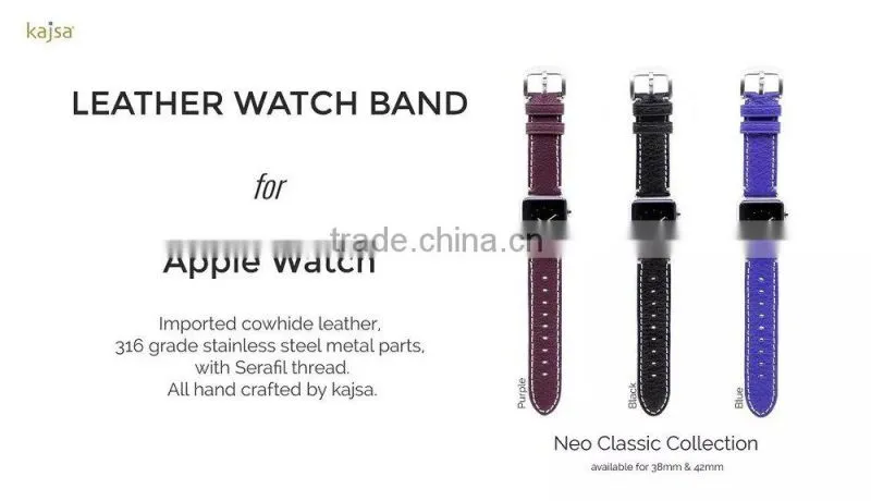 Original kajsa Neo Classic Collection Genuine Leather Watch Band Wrist Strap For 42MM Apple Watch MT-3967
