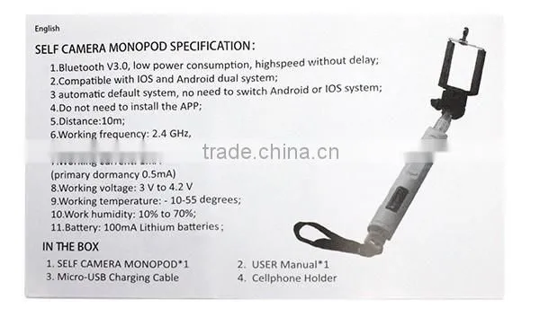 Self-portrait monopod extendable selfie stick aluminum