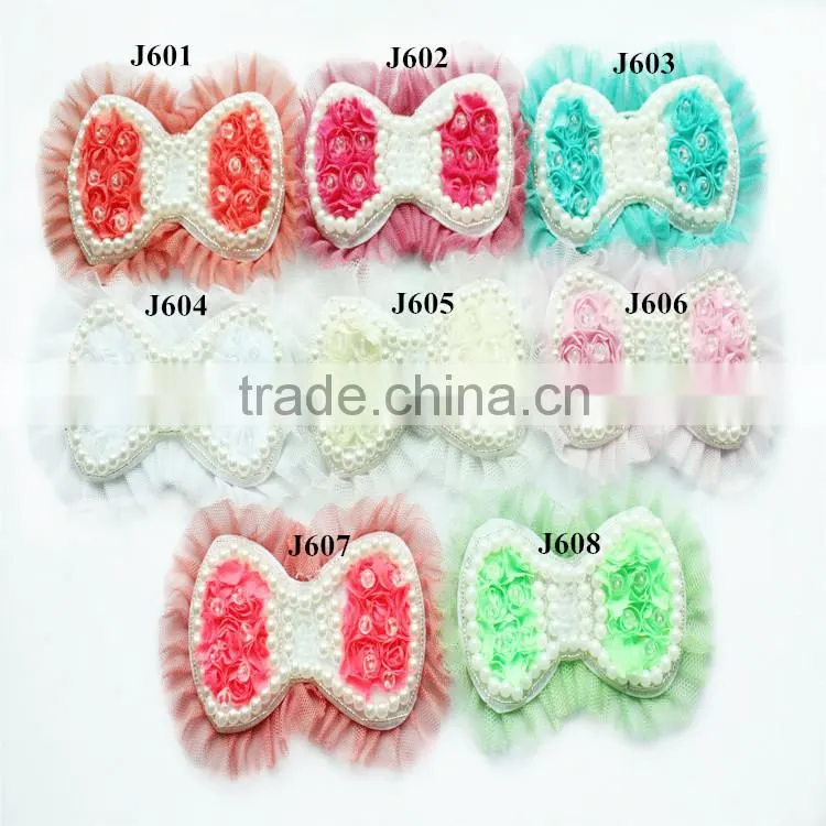 shabby chiffon 3X2.5" butterfly w/ sequin & gold trim fabric rose spring craft supplies baby headband flower hair bow applique
