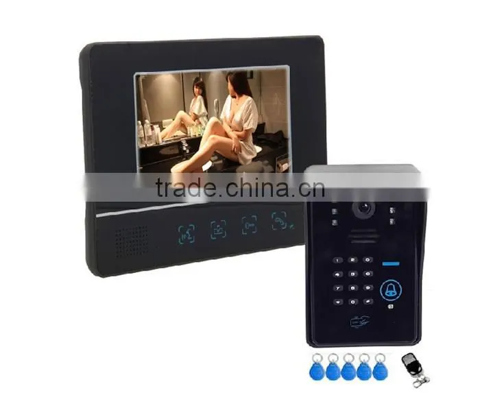 2015 7" color screen wired ID card unlock video door phone with remote door release PY-811MJIDS11
