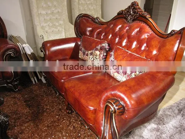 Modern Leather Sofa / Wooden Leather Sofa / Turkey Leather Sofa Set A02