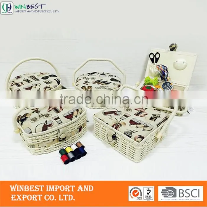 Folding sewing basket with handle colorful