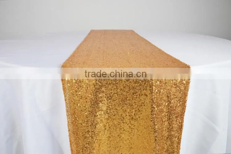 100%Polyester Rectangular Traditional sequin embroidery organza banquet table runner