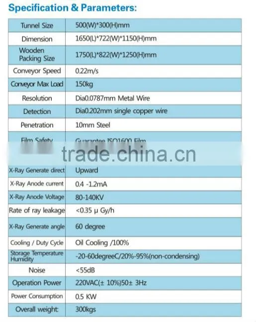 Tunnel Size 500mm*300mm X-Ray Baggage Scanner Security Check Machine