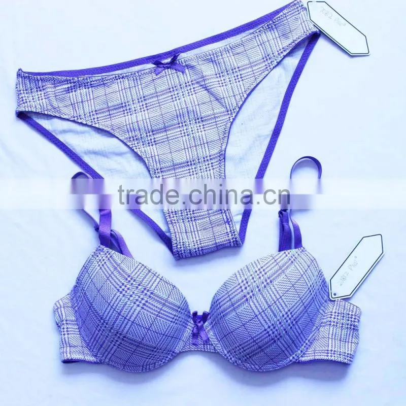 New design girls cotton sexy bra and panty custom