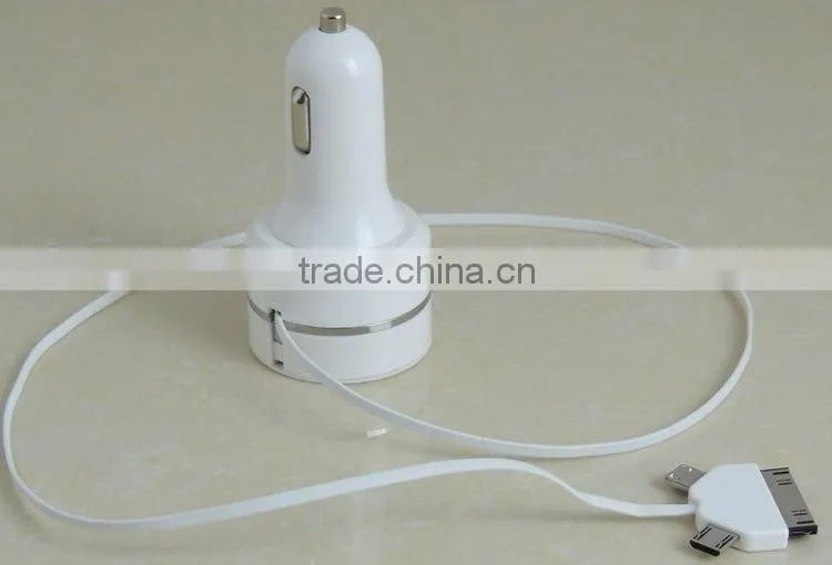 High Efficiency 5v 2.1A dual usb car charger with usb data cable