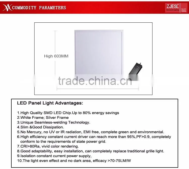 South America market led panel lamp 40w AC220-240V