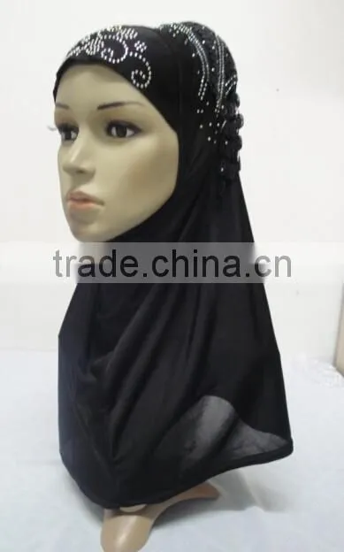 H310 latest instant hijab with lace and rhinestones,muslim scarf