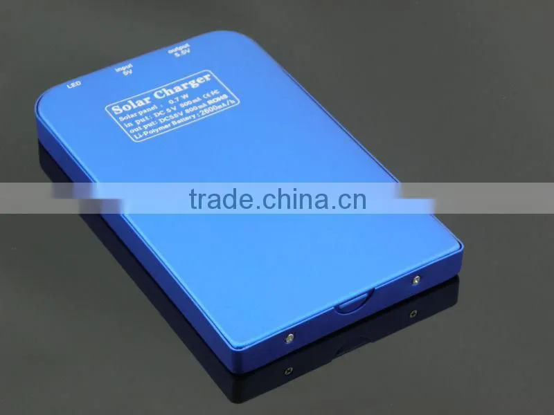 Mobile Accessories 2600mAh Travel Solar Charger Battery For Mobile Phone/Digital Camera/ PC/MP3
