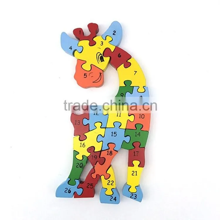 animal wooden puzzle number letter intelligent toy for children