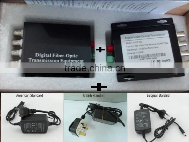 4ch Analog Video 1RS485 Data 20km Fiber Optical Video