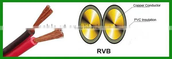 Cheap Flexible Cu/ PVC Flat Twin Core Wire, RVB Electrical Wire