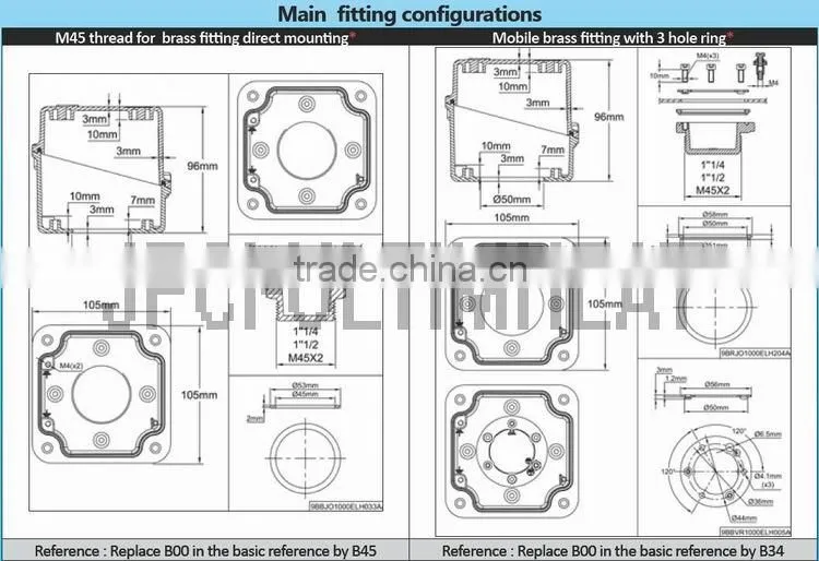 Type Y305 Immersion heaters connection boxes 105x105x96 mm