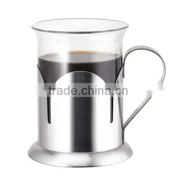 coffee/tea plunger with stainless steel and heat resistant glass