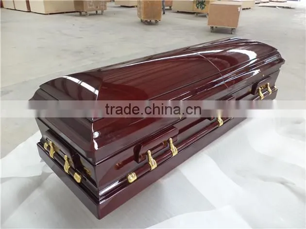 Mahogang material imported from US luxury solid wood funeral coffin casket