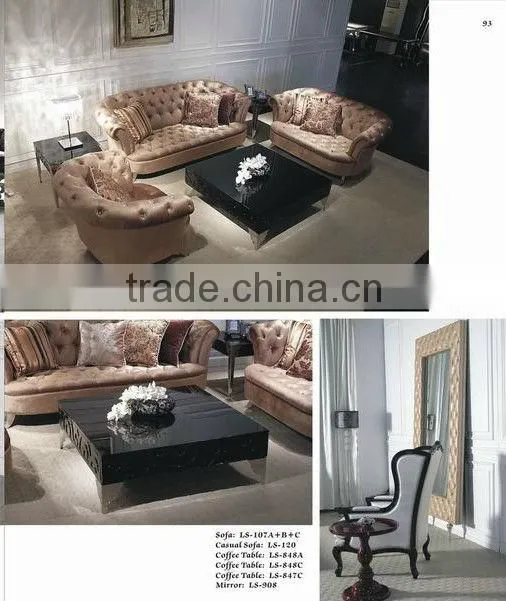 New-classical balck high glossy lacquer square coffee table (LS-848A & B)