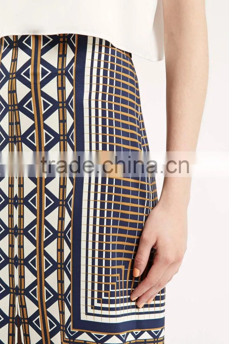 Midi Aztec Stripe Print Skirt