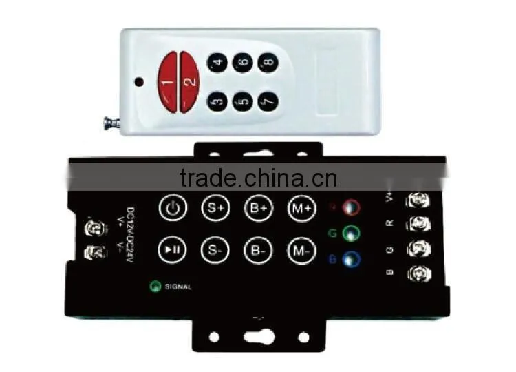 5V~12V~24VDC 8-key RF iron shell rainbow controller/Dimmer for led strip light