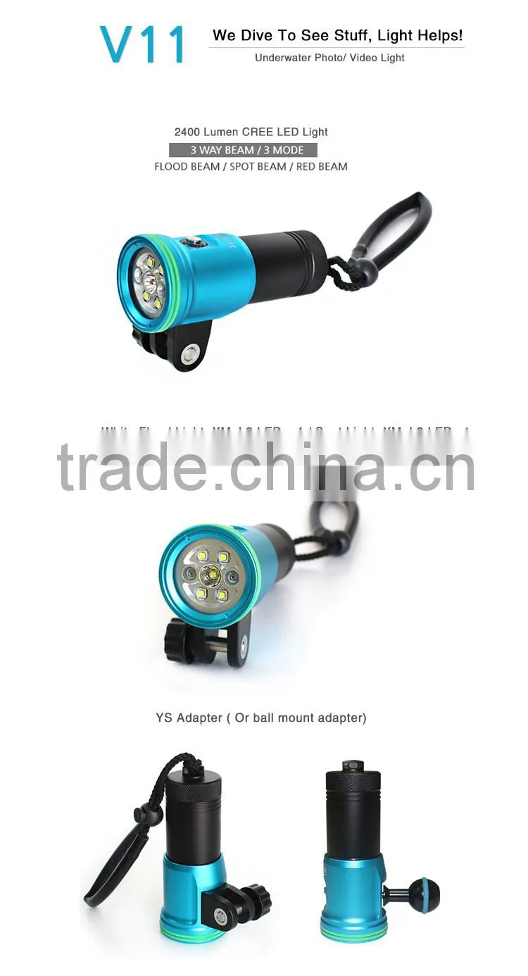 Scuba Torch 32650 Video Diving Light with ball head stand ,up to 100M