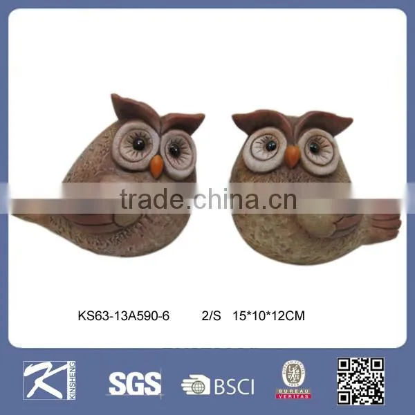 Funny ceramic owl figurine garden decoration