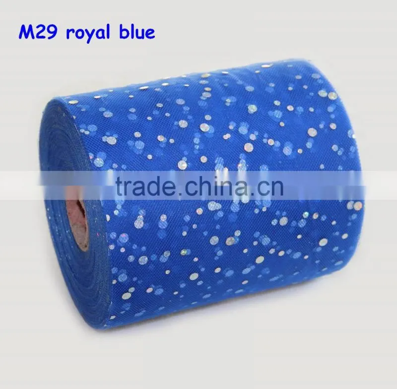 shining sequin Polyester tulle 6 inch x 100 yards spool glitter wedding facbric home decoration material