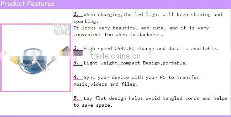 LED light up usb charging charger cable for iphone