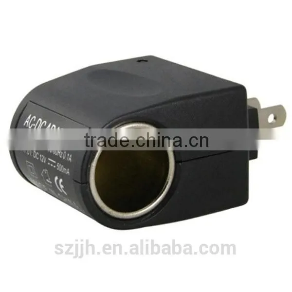 12V Black AC DC Car Cigarette Lighter Socket Adapter