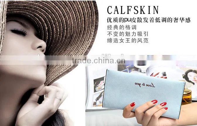 Low cost ladies hand PU purse woman fancy leather wallet