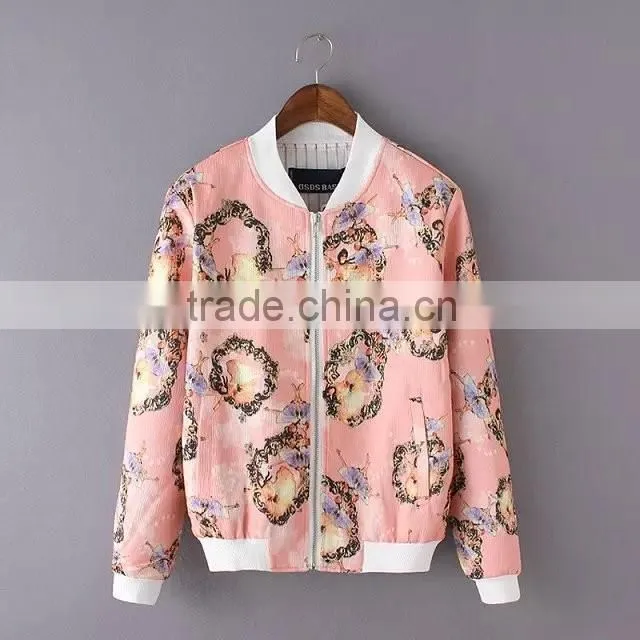 cheap china wholesale clothing floral print baseball coat