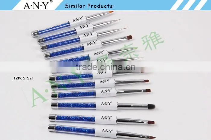 ANY Nail Art Gel Painting Wood Handle Flat Nail Art Gel Brush Nylon Hair