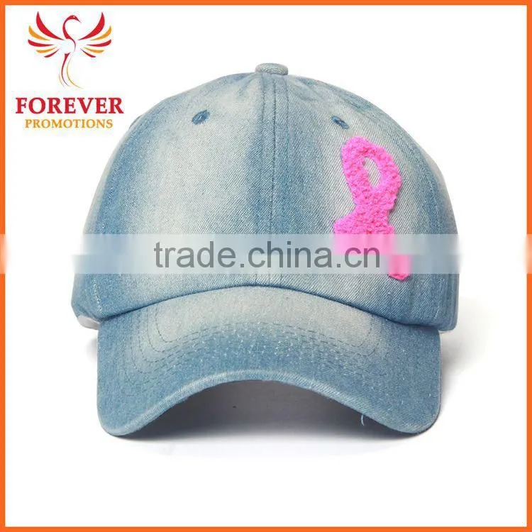 Hot Selling Promo Pink Ribbon Breast Cancer Awareness Baseball Cap