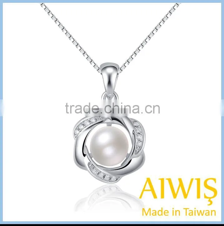 Fashion Natural FreshWater Pearls Sterling Silver Endant Necklace