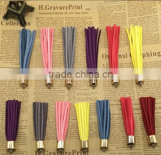 Wholesale 7-10cm Mutil Color Suede Leather Tassel,100pcs gold cap tassel for diy