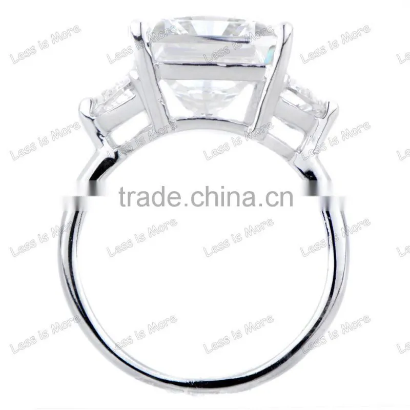 Fashion Alette's Emerald Cut white gold CZ Engagement Ring