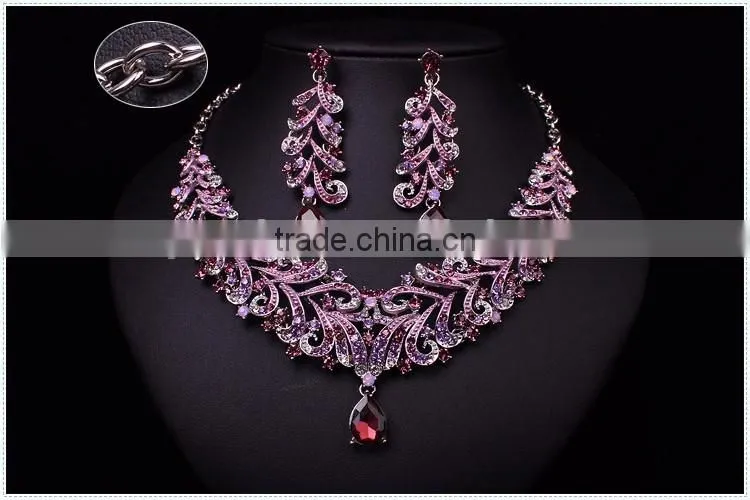 fashion jewelry crystal bead African Handmade crystal Rhinestone jewelry set 18k gold jewelry