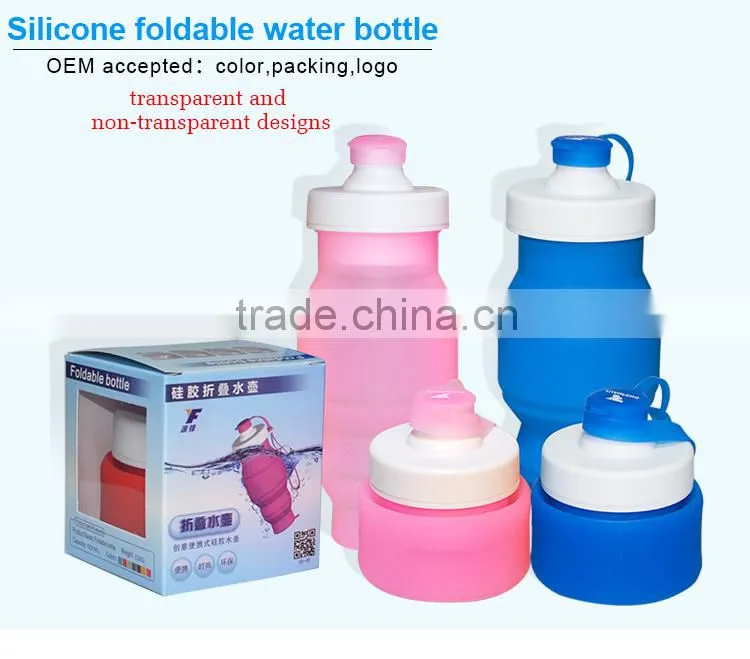 2016 Hot Sale 530ml Cheap Price Folding Silicone Water Bottle