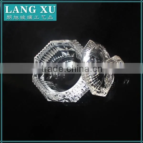 LX-T098 handmade press crystal glass sugar bowl with lid