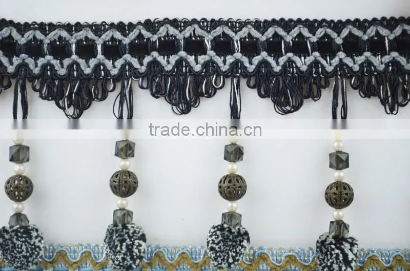 curtain decorative pompon fringing lace