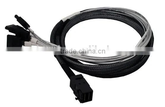 MINI SAS CABLE, SFF-8643 to 4 SATA fan out cable, Comply with SAS 3.0 12G 1.Meter