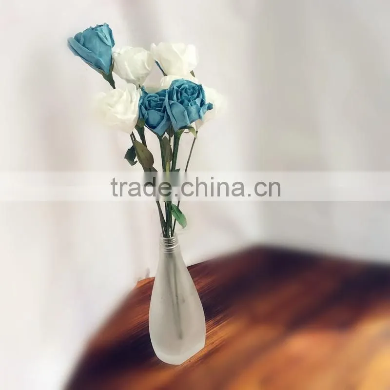 wedding decoration rose, blue & white crepe paper rose, party decoration rose