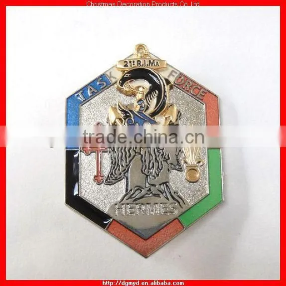 Top quantity metal badge with safety pin for sport items (KMS-2047)