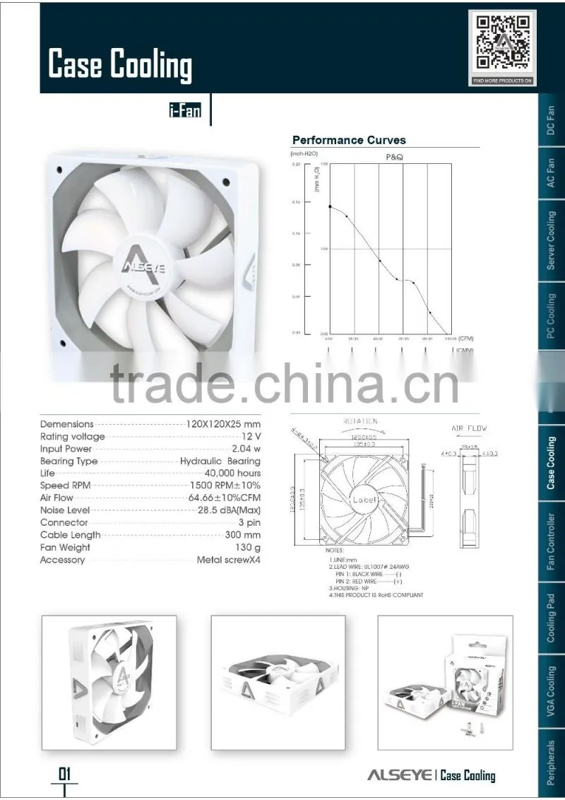 Alseye CA1001wmanufacture i-Fan gaming class computer case fan