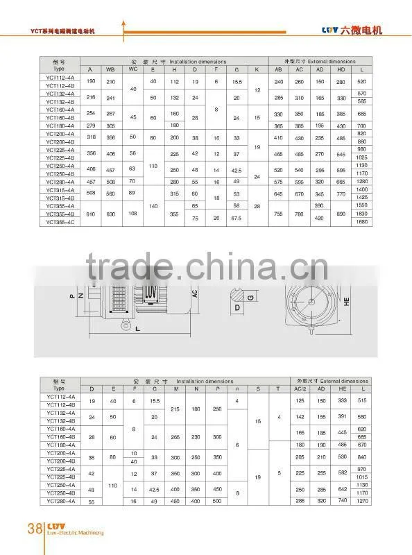 YCT Electromagnetic Speed Adjustable Motor YCT132-4A