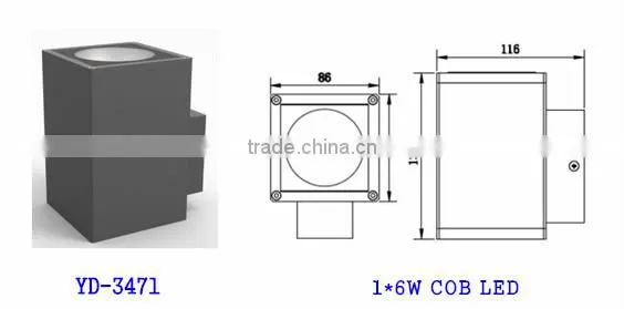 W-3472 2*6W cob rectangle outdoor wall sconce,led up down wall light ip54