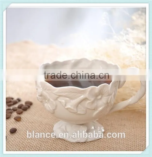 200ml European-style coffee mug with relief flower design