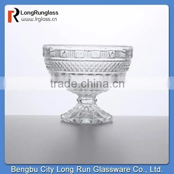 LongRun 2015 Stocked Feature 222ml grace carved frosted Ice Cream Glass bowl with stand manufacture