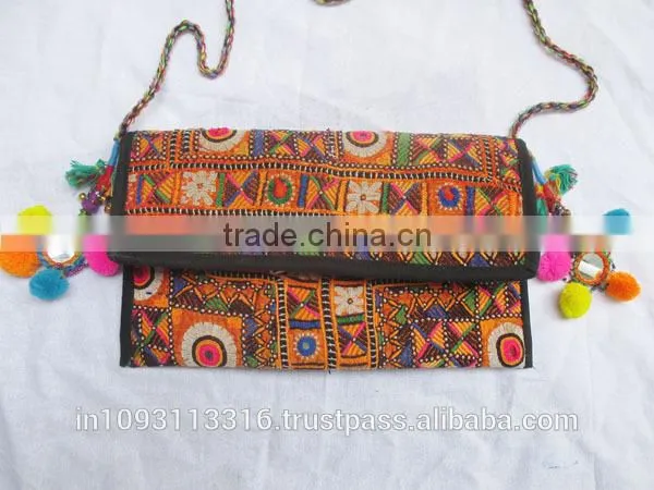VINTAGE CLUTCH BANJARA HAND EMBROIDERY ETHNIC PATCHWORK HANDMADE BAG VINTAGE CROSS BODY CLUTCH BAG