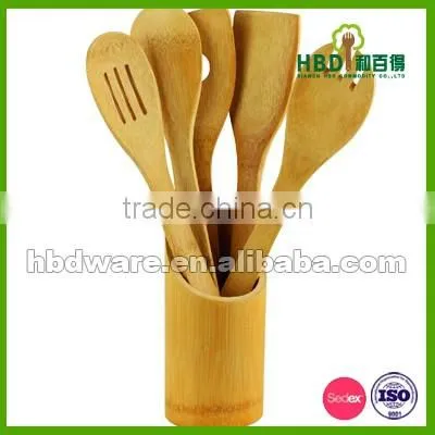 Natureal Bamboo holder with 5 pcs tools for kitchen