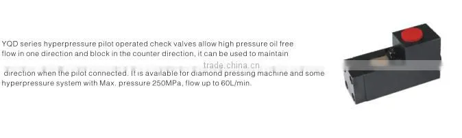 YQD-13 Series hyperpressure pilot operated check valves hydraulic