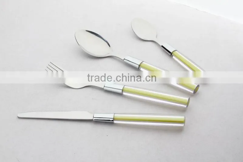 Transparent plastic handle stainless steel dinnerware